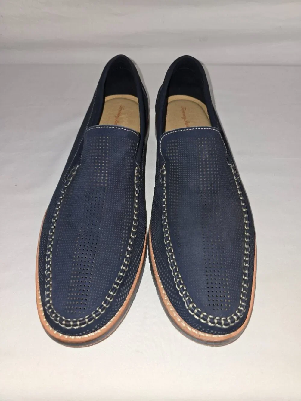Tommy Bahama Felton Navy Blue Perforated Suede Loafers Men's Size 12 M